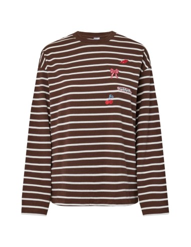 CAMISETA RAYAS PCSADIE RAYAS MARRON PARCHES