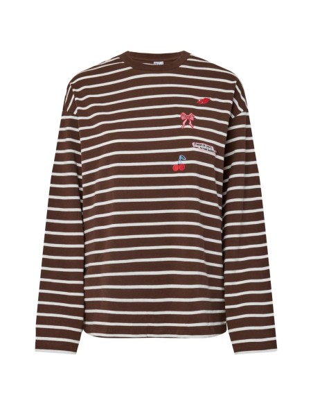 CAMISETA RAYAS PCSADIE RAYAS MARRON PARCHES