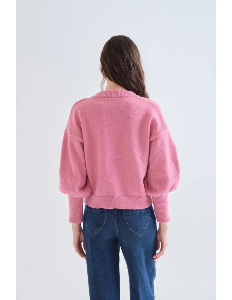 JERSEY ROSA MANGA ABULLONADA 10248