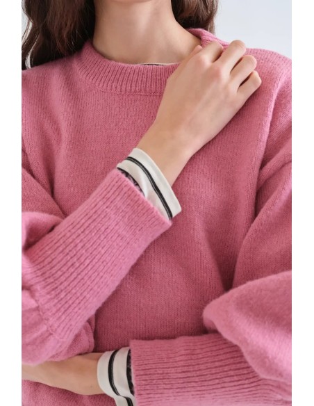JERSEY ROSA MANGA ABULLONADA 10248