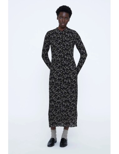 VESTIDO MIDI CON ESTAMPADO DE FLORES BRILLANTES Y VERDES 11292