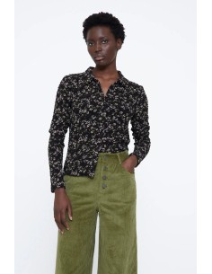 CAMISA CON ESTAMPADO DE FLORES BRILLANTE VERDES 11281