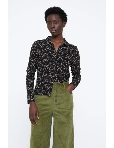 CAMISA CON ESTAMPADO DE FLORES BRILLANTE VERDES 11281