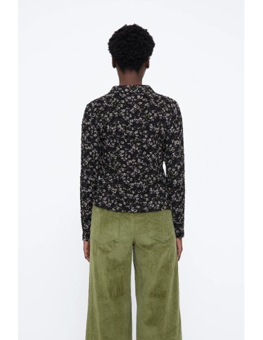 CAMISA CON ESTAMPADO DE FLORES BRILLANTE VERDES 11281