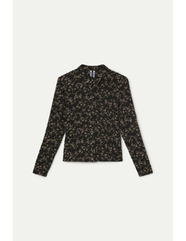 CAMISA CON ESTAMPADO DE FLORES BRILLANTE VERDES 11281