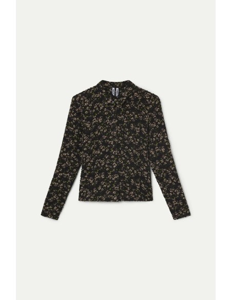 CAMISA CON ESTAMPADO DE FLORES BRILLANTE VERDES 11281