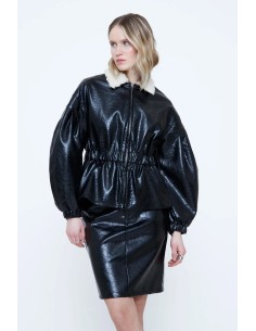 CHAQUETA DE PIEL SINTÉTICA NEGRA 11249
