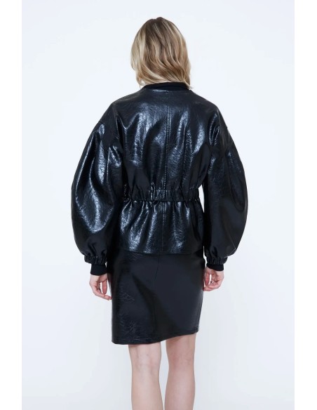 CHAQUETA DE PIEL SINTÉTICA NEGRA 11249