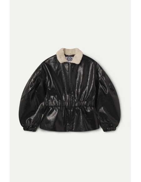 CHAQUETA DE PIEL SINTÉTICA NEGRA 11249