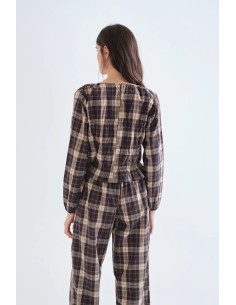 TOP 100% ALGODON CON ESTAMPADO DE CUADROS MARRON 11054 2