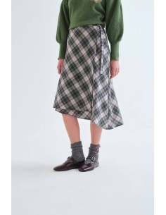 FALDA MIDI CUADROS VERDES
