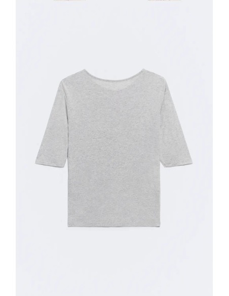 CAMISETA GRIS MODAL CUELLO