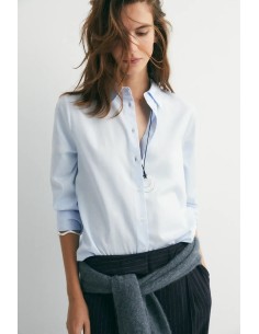 CAMISA MINIMAL ALGODON PAÑUELO AZUL