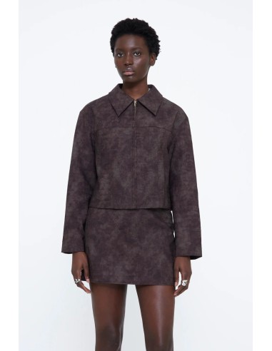 CHAQUETA PIEL EFECTO COCODRILO MARRON 11232