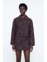 CHAQUETA PIEL EFECTO COCODRILO MARRON 11232