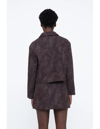 CHAQUETA PIEL EFECTO COCODRILO MARRON 11232