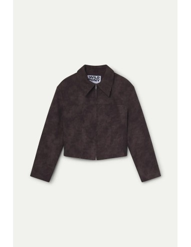CHAQUETA PIEL EFECTO COCODRILO MARRON 11232