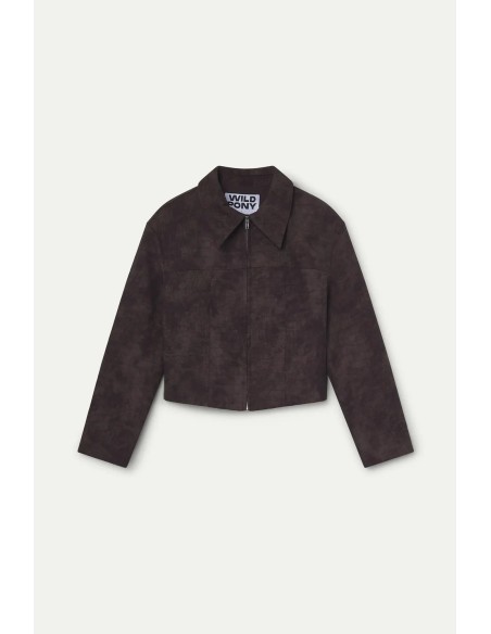 CHAQUETA PIEL EFECTO COCODRILO MARRON 11232