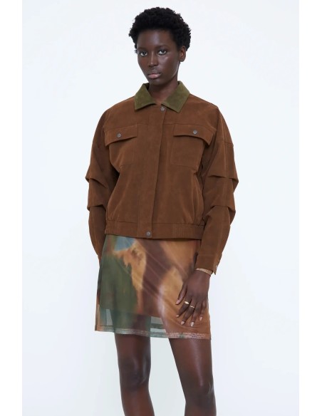 CHAQUETA ANTE MARRON CON BOLSILLOS 11282