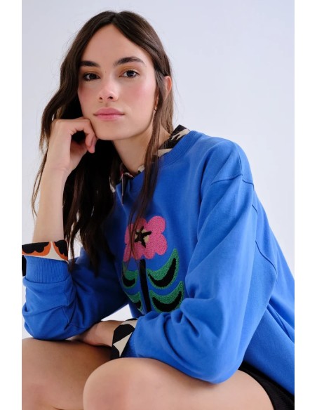 SUDADERA 100% ALGODON CON PARCHE FLORAL NEO GARDEN 42016