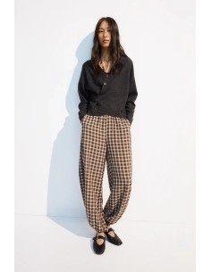 PANTALON LUXOR FLUIDO CUADROS MARRON