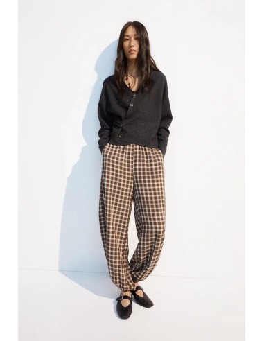 PANTALON LUXOR FLUIDO CUADROS MARRON