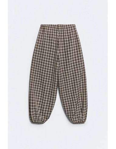 PANTALON LUXOR FLUIDO CUADROS MARRON