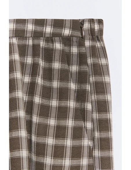 PANTALON LUXOR FLUIDO CUADROS MARRON