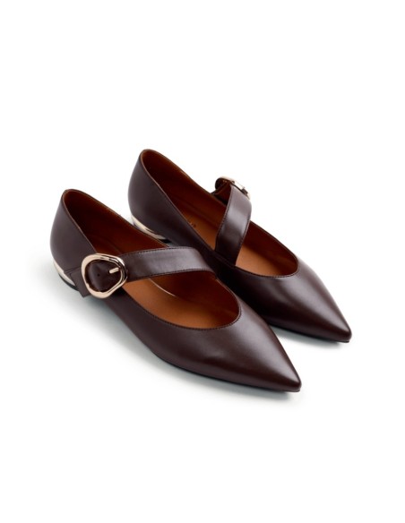 BAILARINA MARRON PIEL HEBILLA