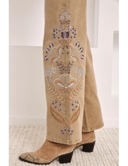 PANTALON WIDE LEG BORDADOS OLINDRA