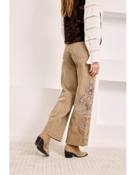 PANTALON WIDE LEG BORDADOS OLINDRA
