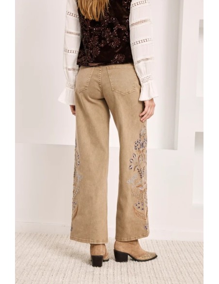 PANTALON WIDE LEG BORDADOS OLINDRA