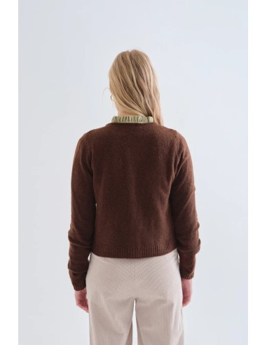 CARDIGAN MARRON CON BOTONES DE CORAZON ROJO 10244