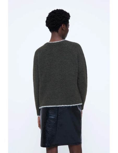 CARDIGAN DE PUNTO VERDE OSCURO 10627