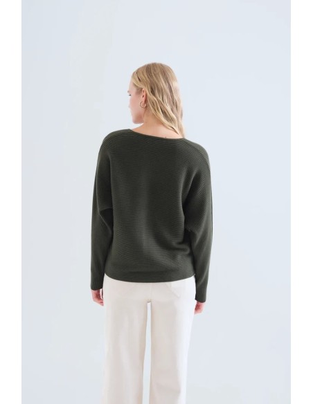 JERSEY PUNTO DE RAYAS VERDE OLIVA 0401