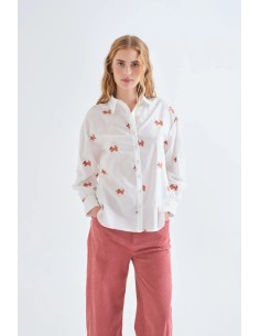 CAMISA 1005 ALGODON CON BORDADOS DE ZORRITOS  41012