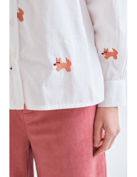 CAMISA 1005 ALGODON CON BORDADOS DE ZORRITOS  41012
