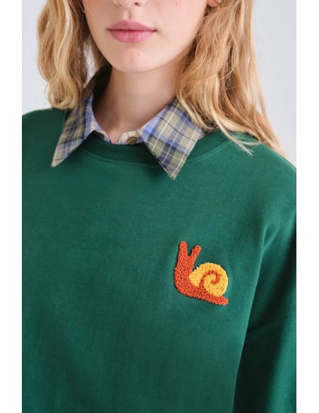 SUDADERA 100% ALGODON VERDE CON PARCHE DE CARACOL 42017