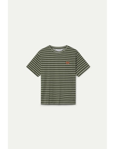 CAMISETA  100% ALGODON CON ESTAMPADO DE RAYAS VERDE OLIVA 42013