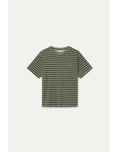 CAMISETA  100% ALGODON CON ESTAMPADO DE RAYAS VERDE OLIVA 42013