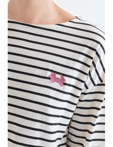 CAMISETA 100% ALGODON CON ESTAMPADOS DE RAYAS NEGRA 42014