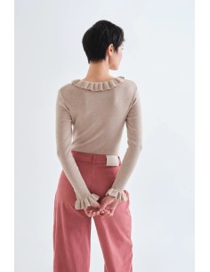 TOP CON VOLANTES DE PUNTO BEIGE 10301 2