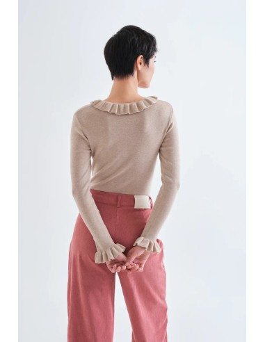 TOP CON VOLANTES DE PUNTO BEIGE 10301