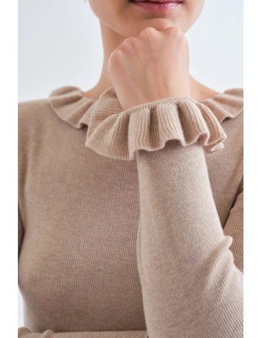 TOP CON VOLANTES DE PUNTO BEIGE 10301