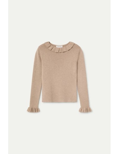 TOP CON VOLANTES DE PUNTO BEIGE 10301