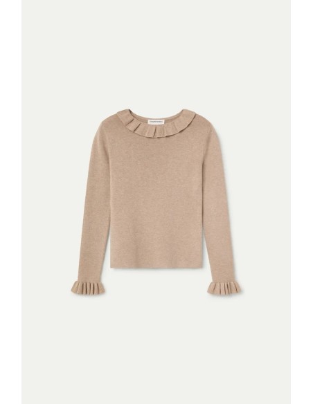 TOP CON VOLANTES DE PUNTO BEIGE 10301