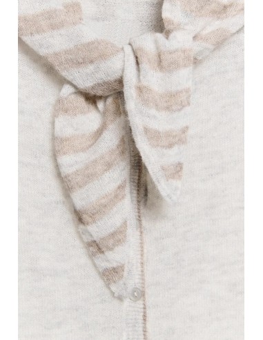 CARDIGAN SET ALPACA TOQUILLA RAYAS SKIN GRIS PERLA