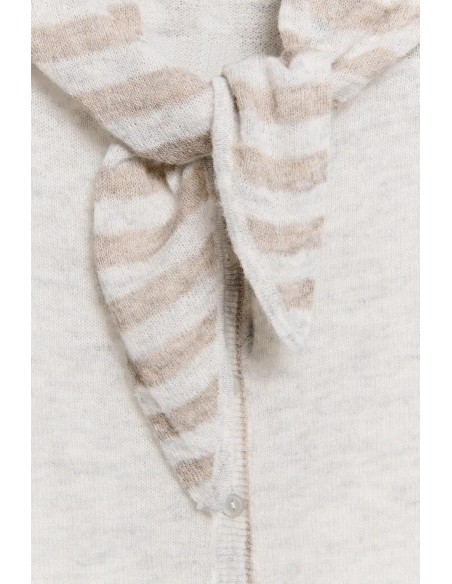 CARDIGAN SET ALPACA TOQUILLA RAYAS SKIN GRIS PERLA