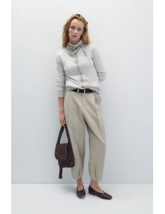CARDIGAN SET ALPACA TOQUILLA RAYAS SKIN GRIS PERLA