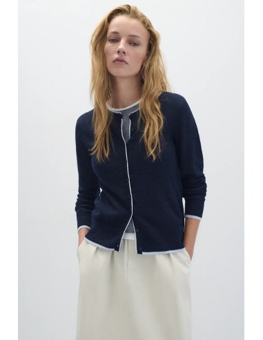 CARDIGAN SET ALPACA TOQUILLA RAYAS  SKIN AZUL
